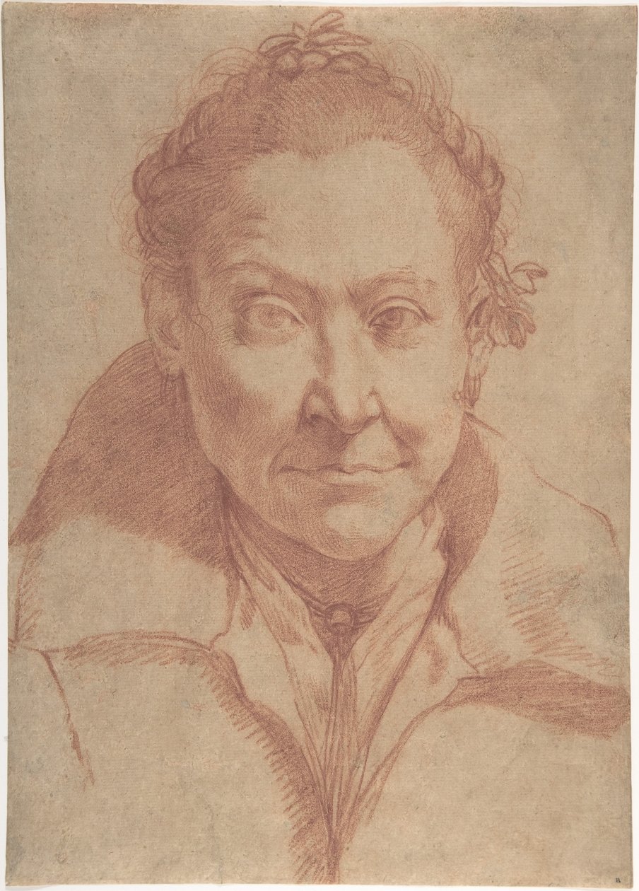 Ritratto a mezzo busto di donna (recto); studio a mezzo busto di fanciulla (verso) da Agostino Carracci
