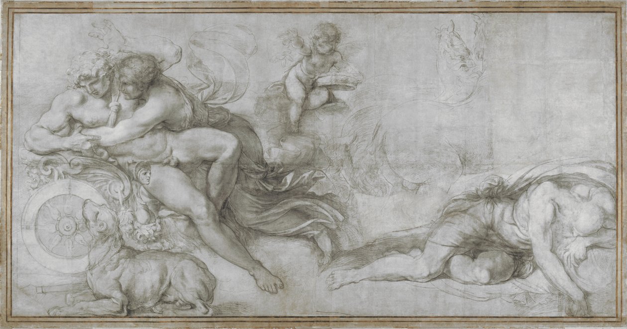 Cefalo rapito da Aurora nel suo carro Cartone per un affresco nella Galleria del Palazzo Farnese, Roma, c. 1599 da Agostino Carracci