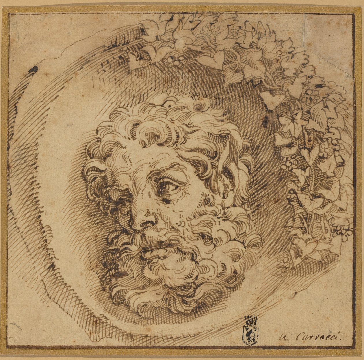Testa di un Fauno in un Tondo Concavo da Agostino Carracci
