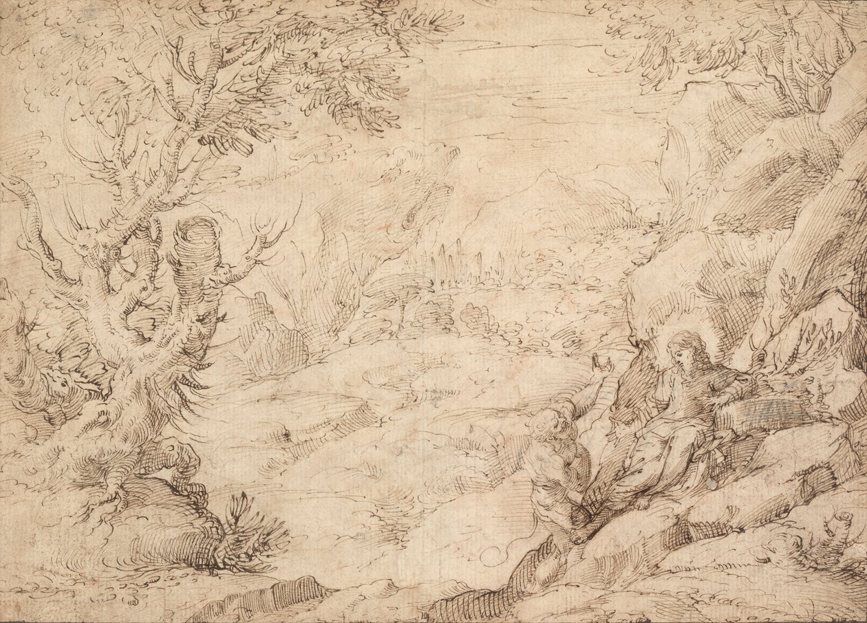 Paesaggio con La Tentazione di Cristo da Agostino Carracci