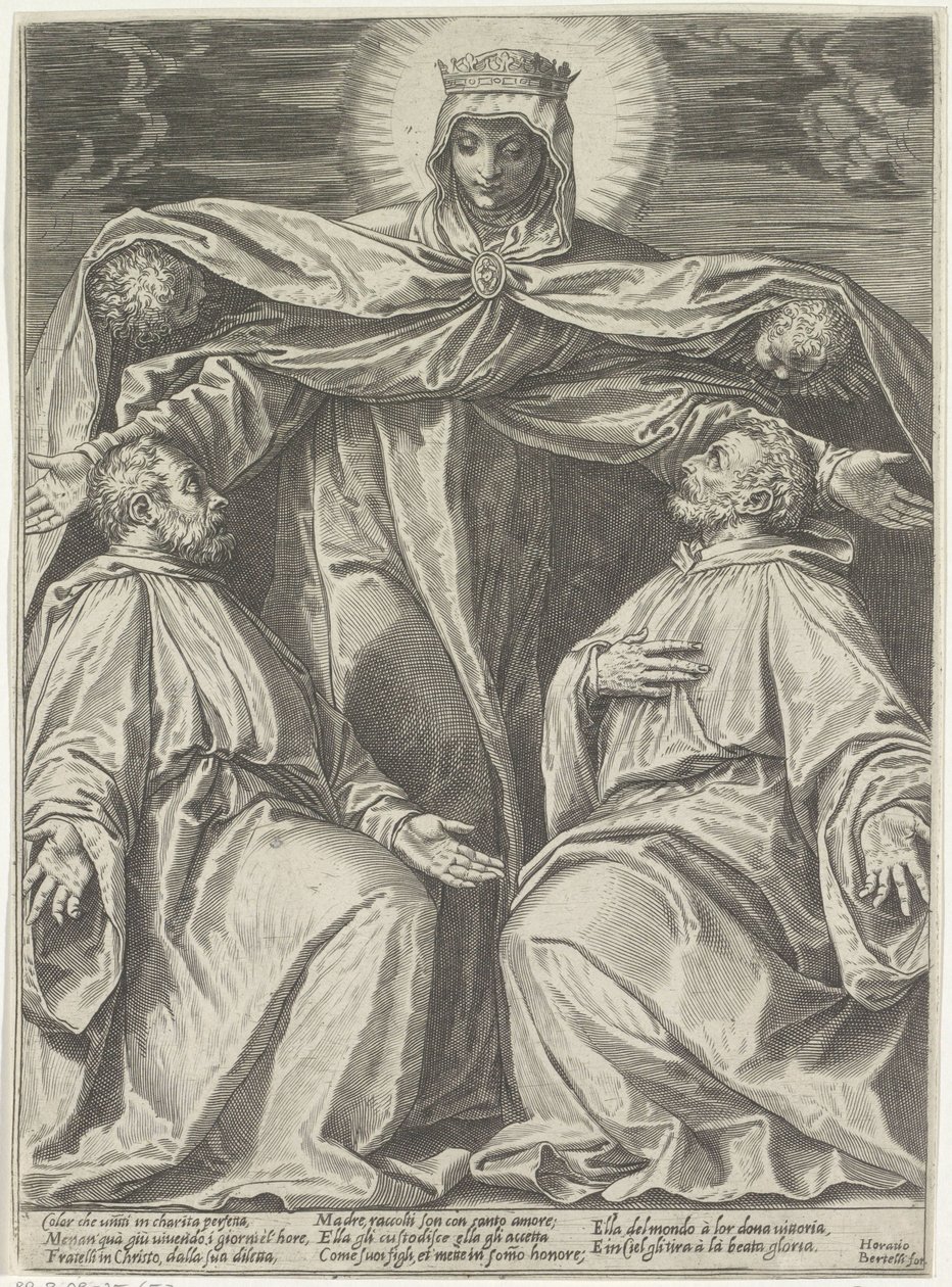 Maria protegge i membri di una confraternita da Agostino Carracci