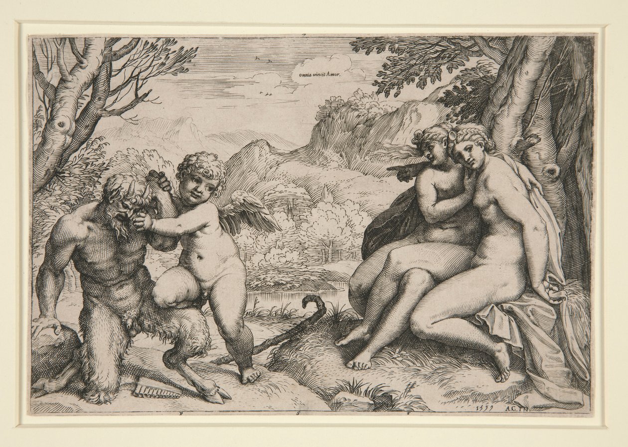 Pan Soggiogato da Cupido da Agostino Carracci