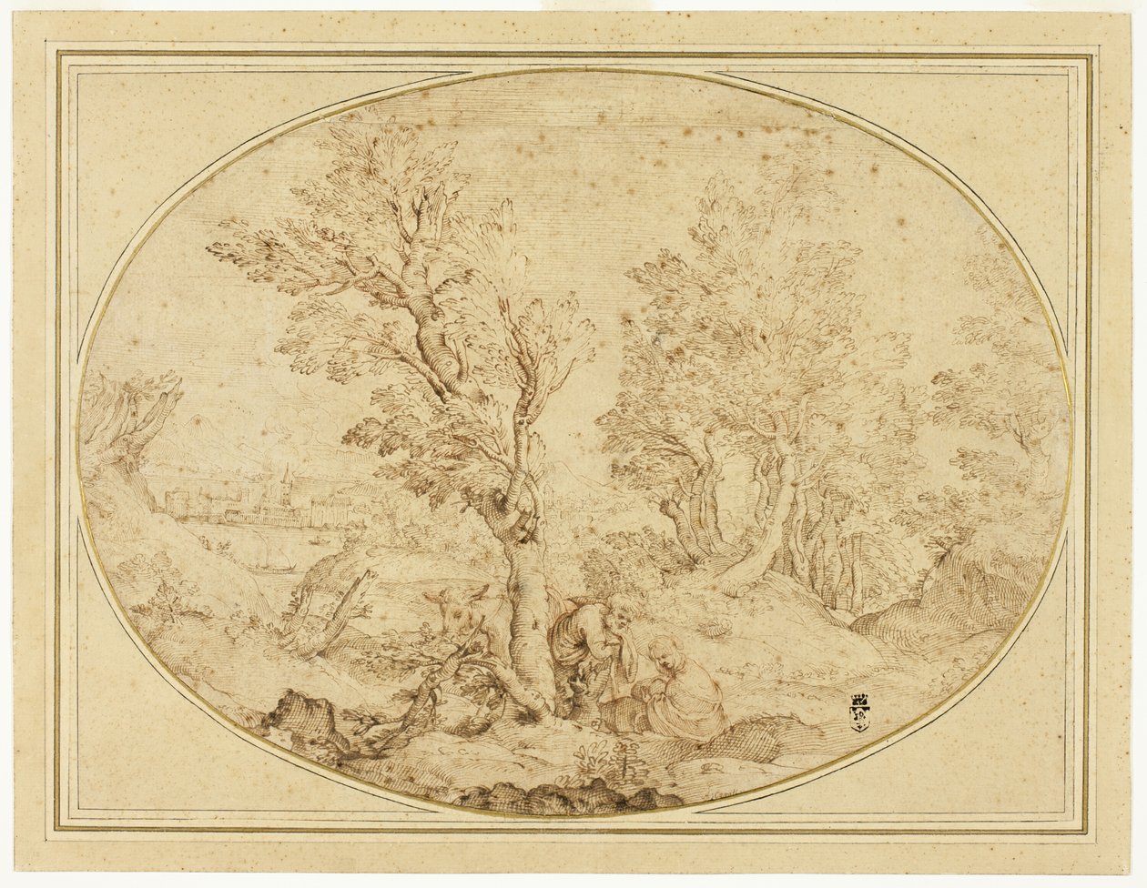 Riposo durante la fuga in Egitto da Agostino Carracci