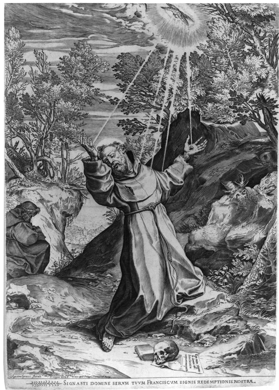 La stigmatizzazione di San Francesco da Agostino Carracci