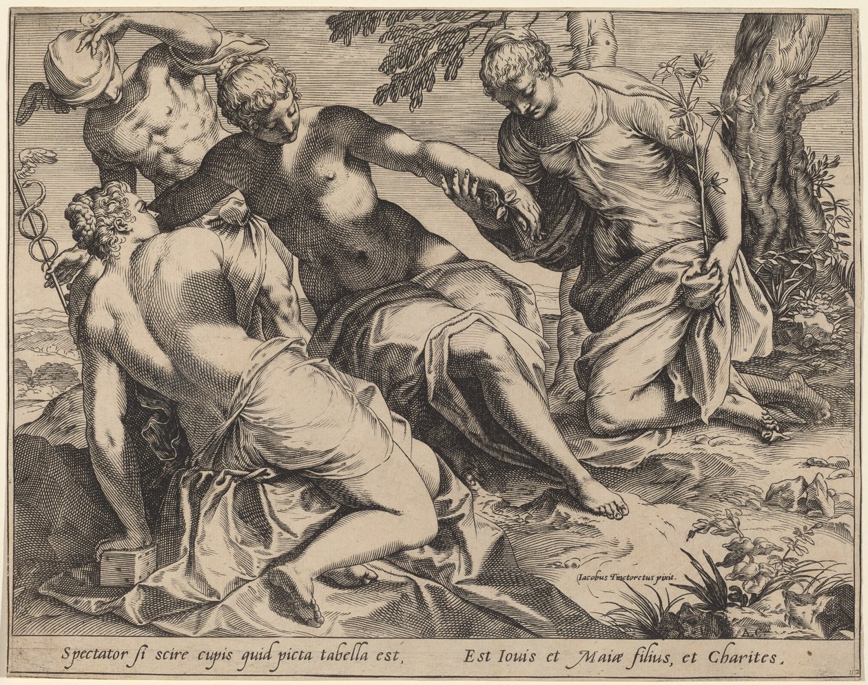 Mercurio e le Tre Grazie da Agostino Carracci after Jacopo Tintoretto