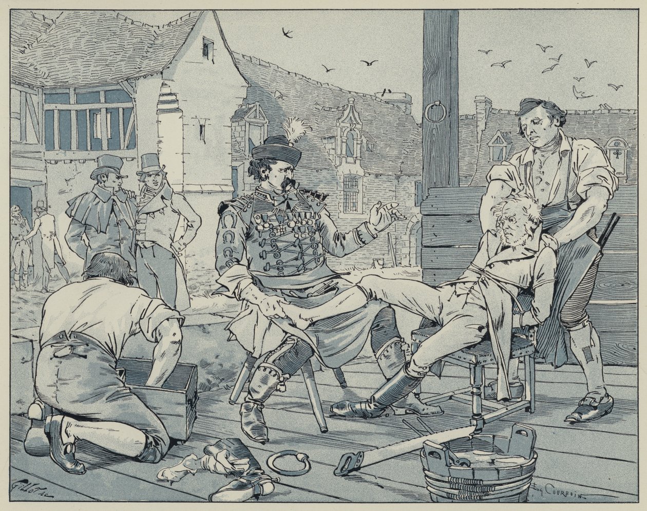 Illustrazione per La Dame de Gai-Fredon, scritta da Quatrelles da Agostino Comerio