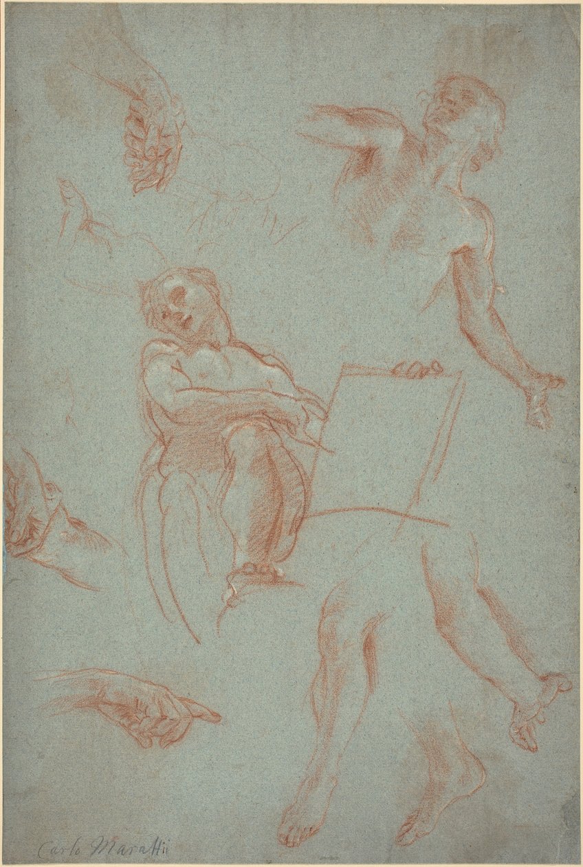 Foglio di Studi con Figure, Mani e Piedi da Agostino Masucci