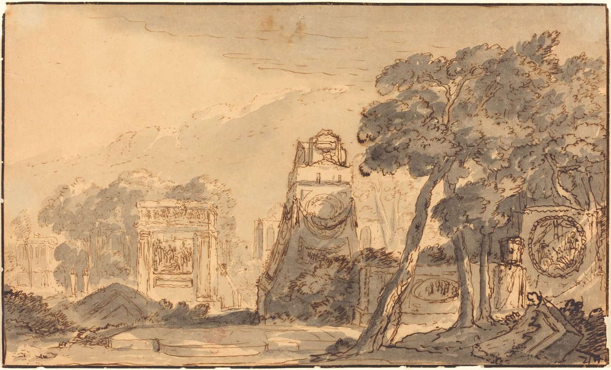 Paesaggio con tombe antiche da Agostino Mitelli