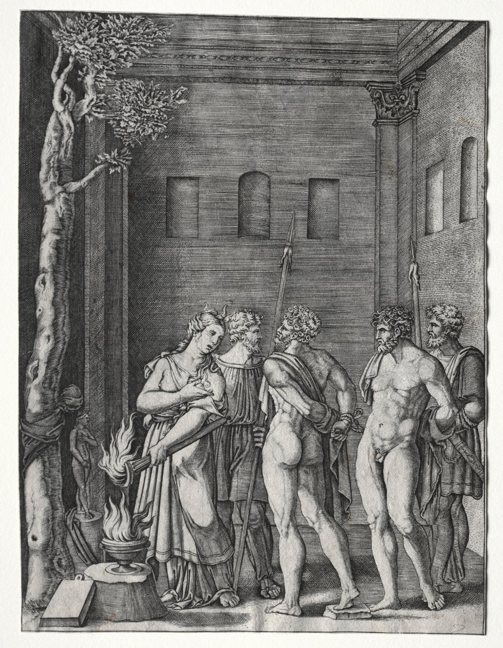 Oreste e Pilade portati a Ifigenia per il sacrificio, 1514-1536 da Agostino Musi