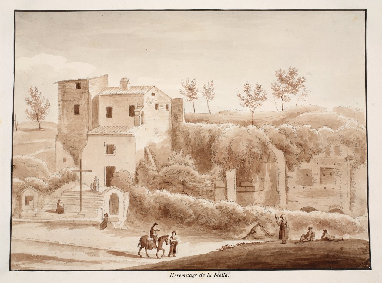 Eremo della Madonna della Stella, 1833 (acquaforte con lavaggio marrone) da Agostino Tofanelli