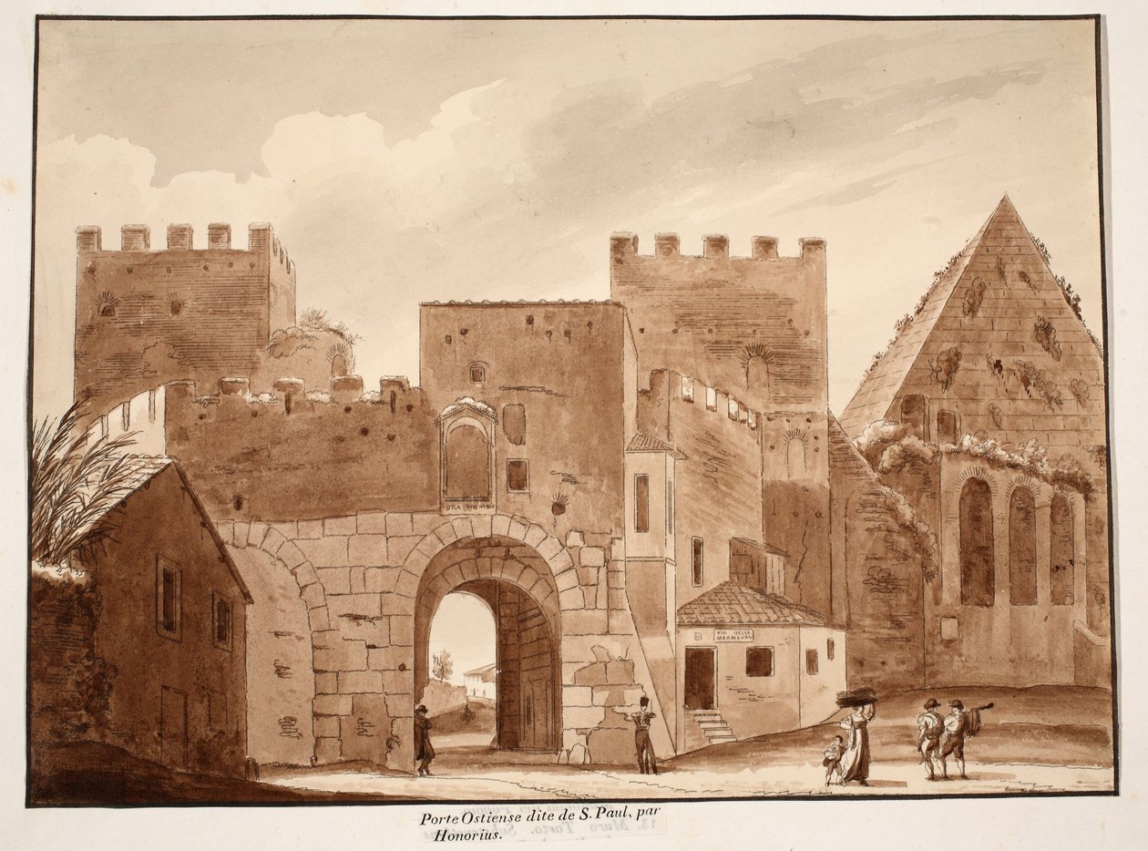 La Porta Ostiensis o San Paolo, costruita da Onorio, 1833 da Agostino Tofanelli