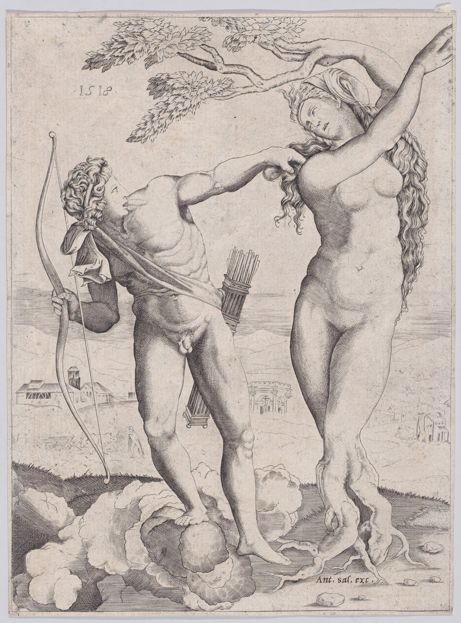 Apollo e Dafne, datato 1518 da Agostino Veneziano