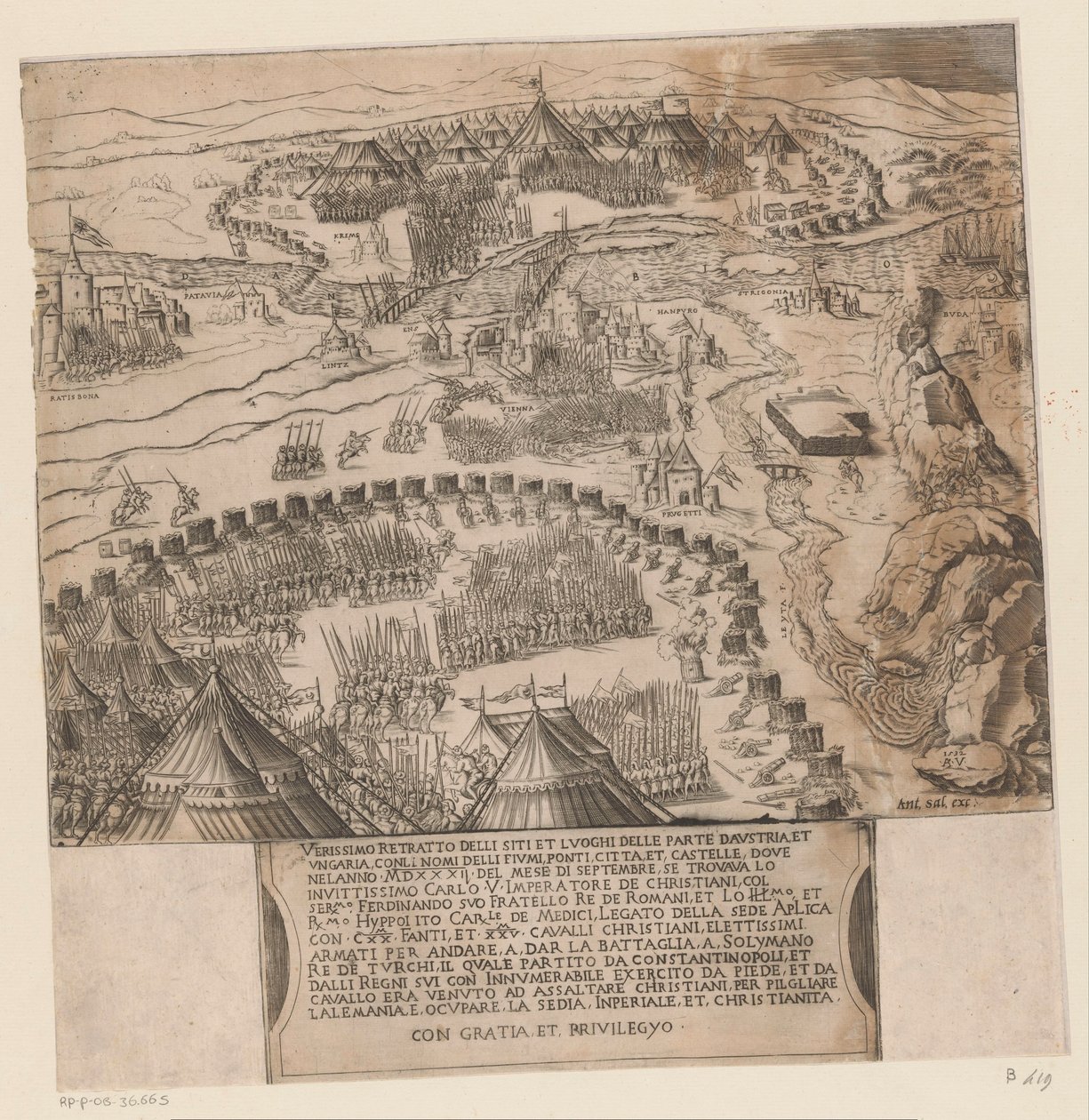 Assedio di Vienna da parte degli Ottomani da Agostino Veneziano