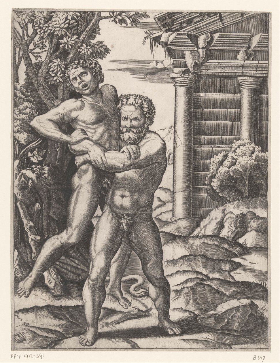 Ercole lotta con Anteo da Agostino Veneziano