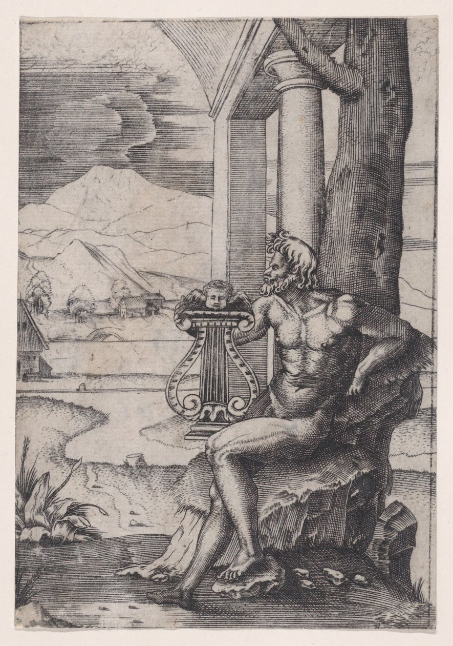Uomo con una lira, ca. 1514-36 da Agostino Veneziano