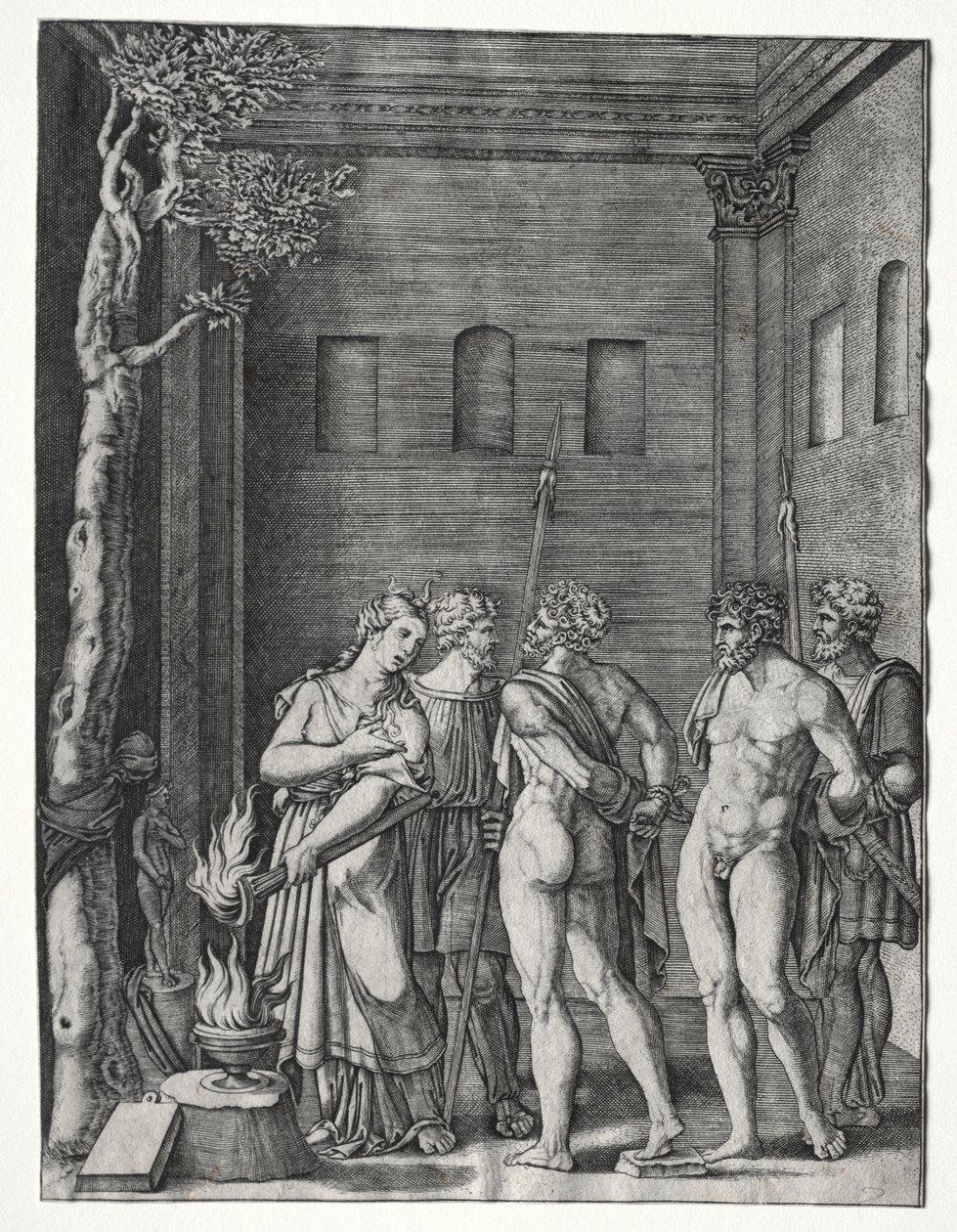 Oreste e Pilade portati a Ifigenia per il sacrificio da Agostino Veneziano
