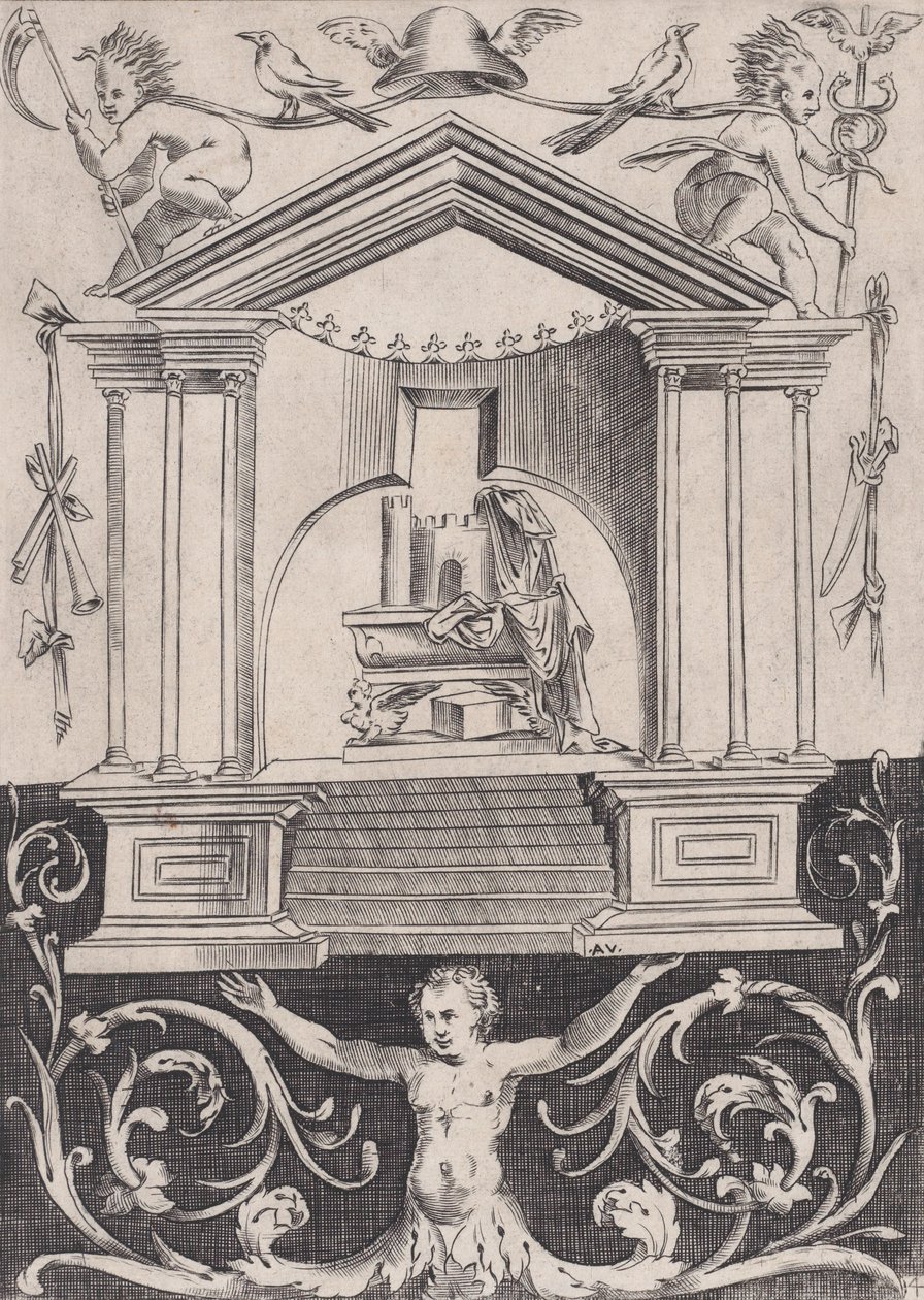 Pannello ornamentale, ca. 1514-36 da Agostino Veneziano