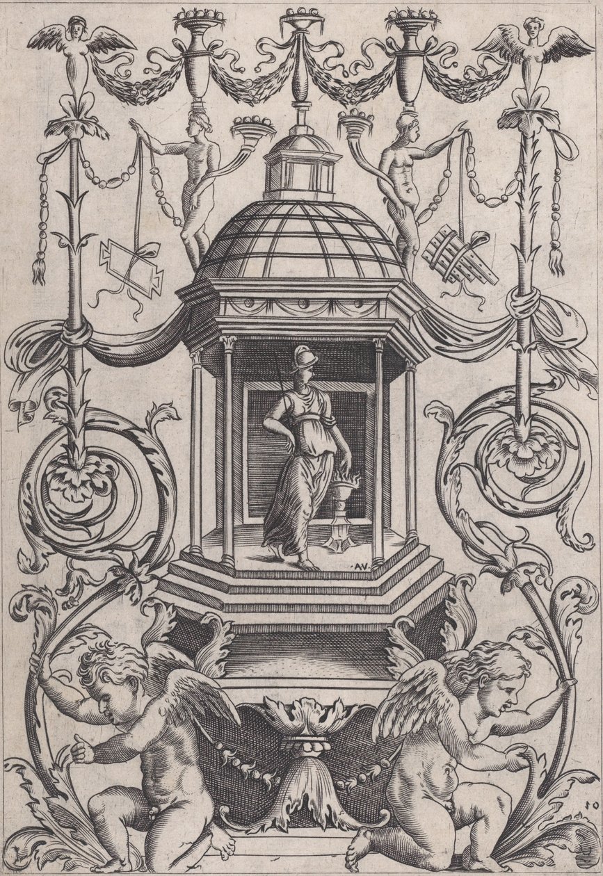 Pannello ornamentale, ca. 1514-36 da Agostino Veneziano