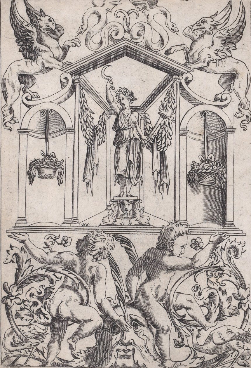 Pannello ornamentale, ca. 1514-36 da Agostino Veneziano