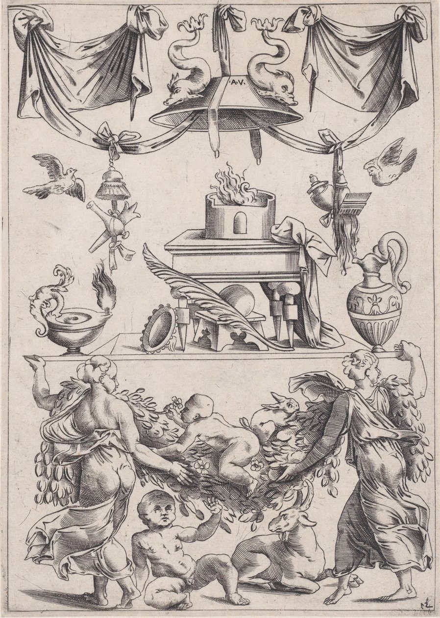 Pannello ornamentale da Agostino Veneziano