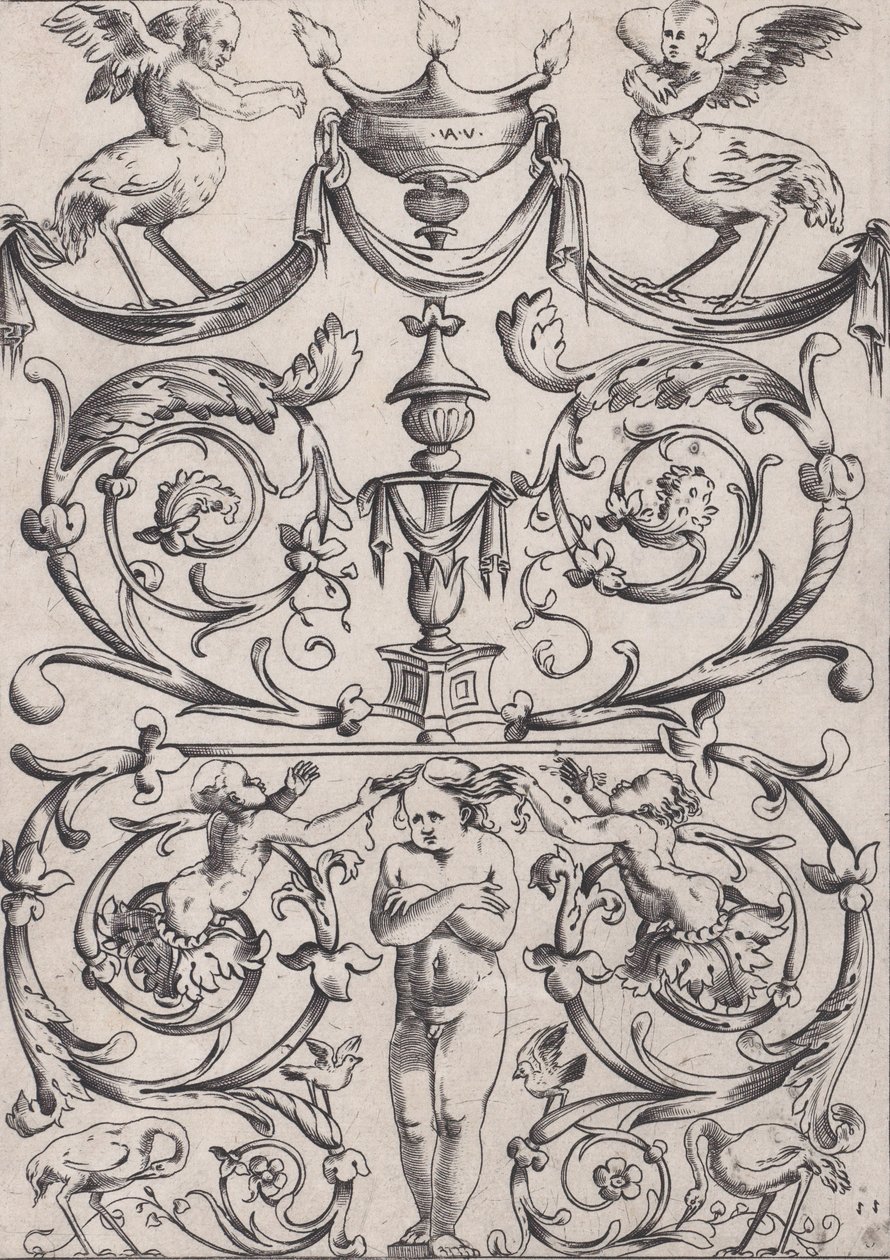 Pannello ornamentale, ca. 1514-36 da Agostino Veneziano