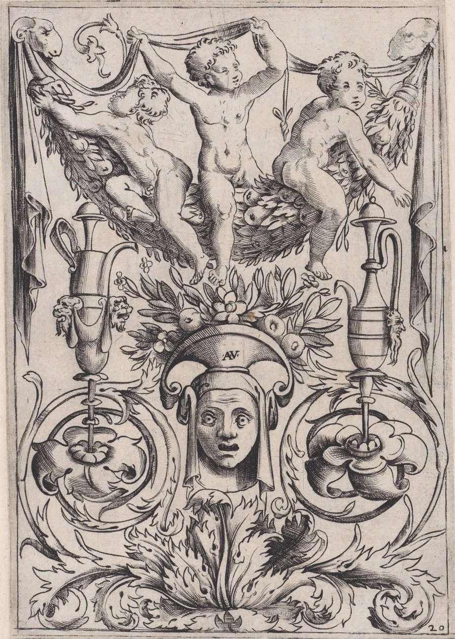 Pannello ornamentale, ca. 1514-36 da Agostino Veneziano