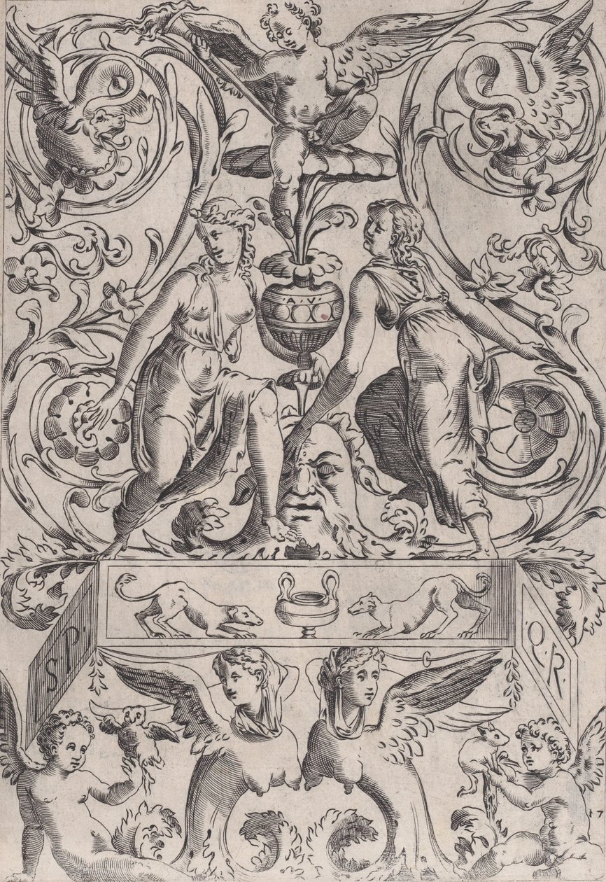 Pannello ornamentale, ca. 1514-36 da Agostino Veneziano