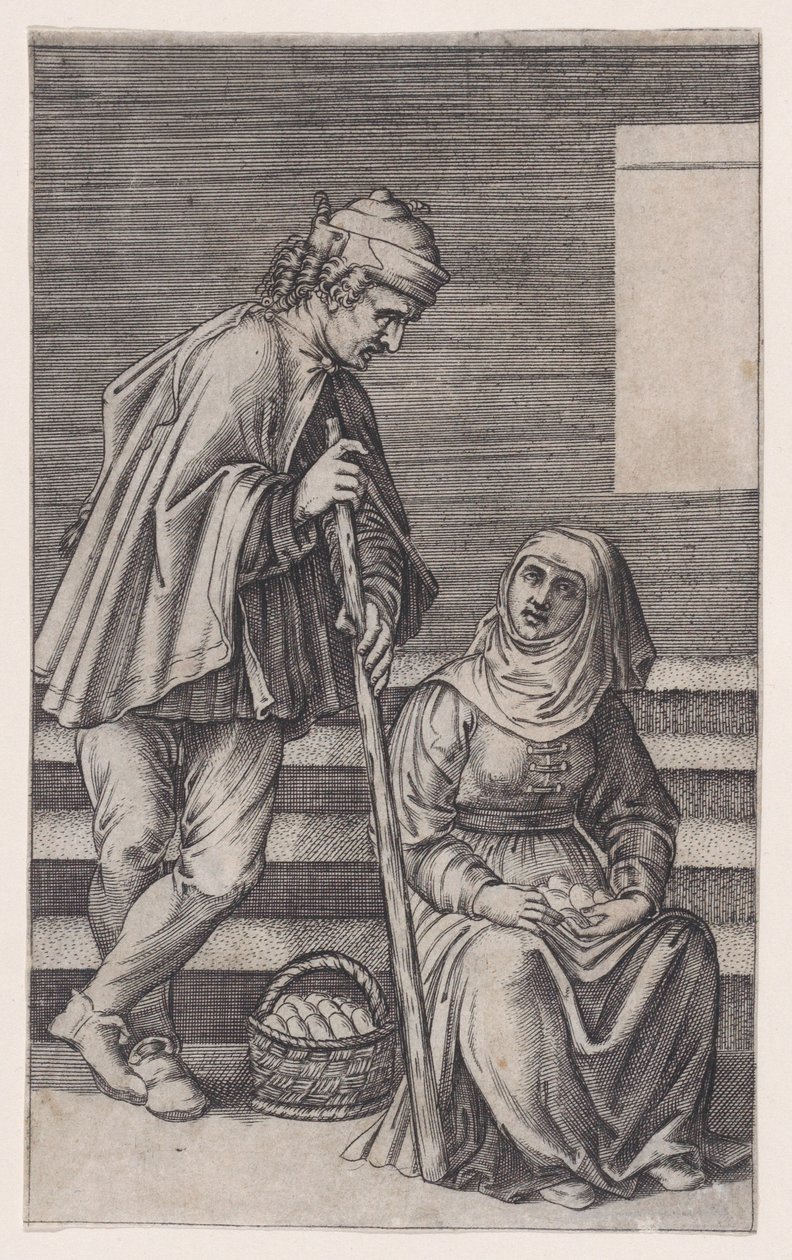 Contadino e donna con uova, ca. 1514-36 da Agostino Veneziano