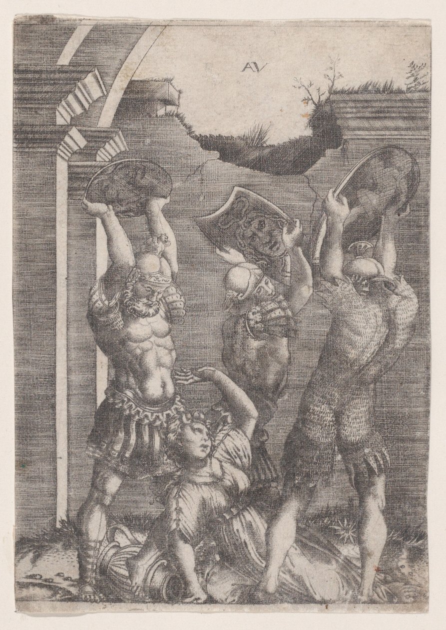 Tarpeia schiacciata dai Sabini, ca. 1514-36 da Agostino Veneziano