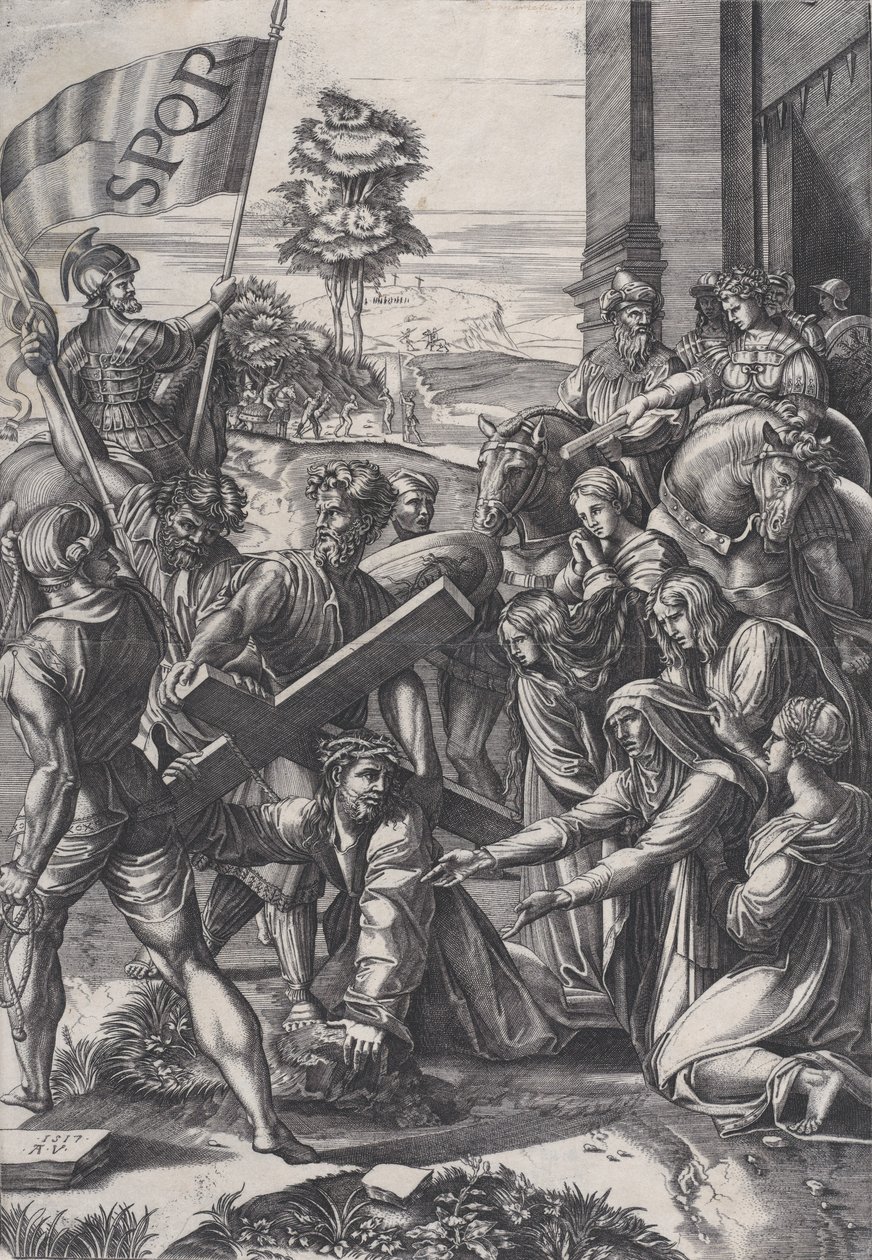 La portata della croce, 1517 da Agostino Veneziano
