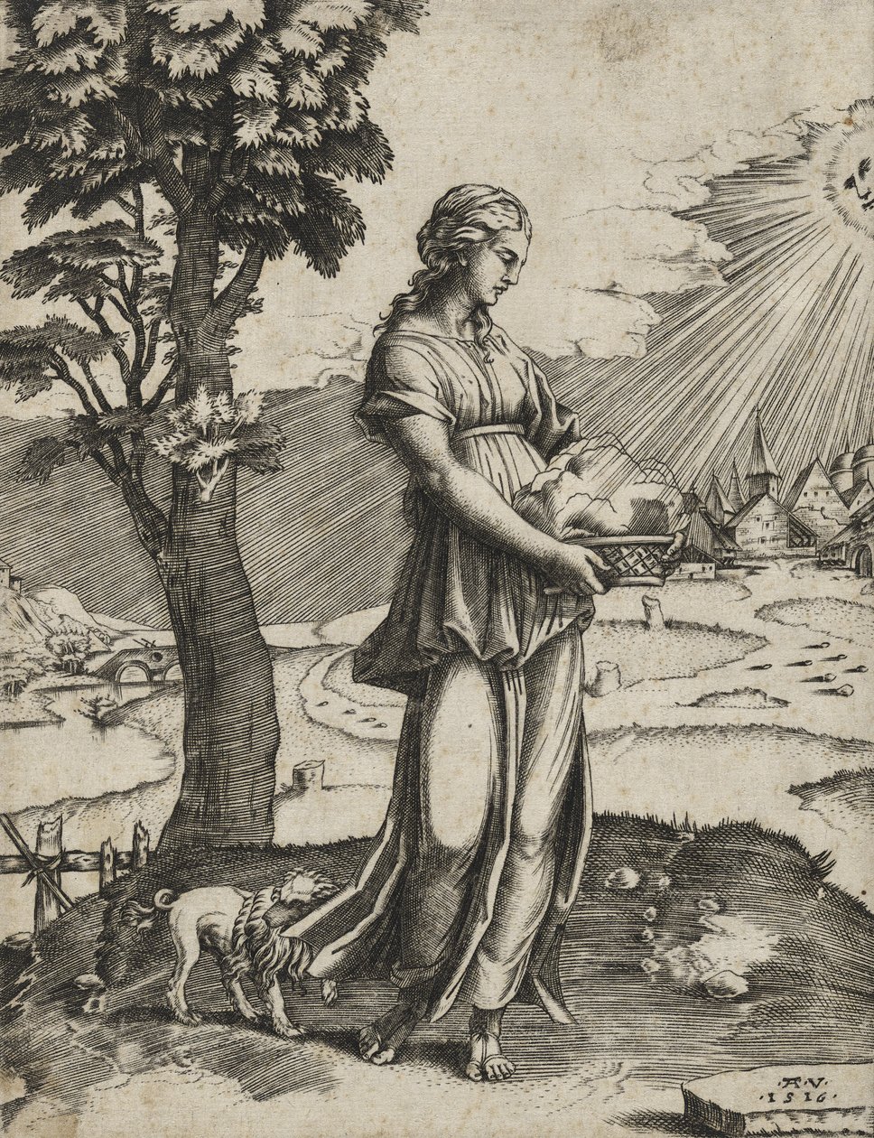 La Sibilla Cumana, 1516 (incisione su carta vergata) da Agostino Veneziano