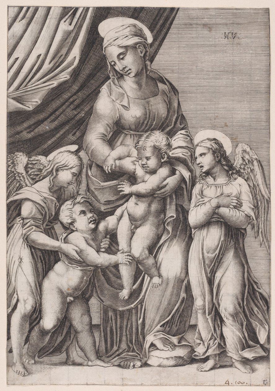 La Vergine, il Bambino Gesù, il piccolo San Giovanni e due angeli da Agostino Veneziano