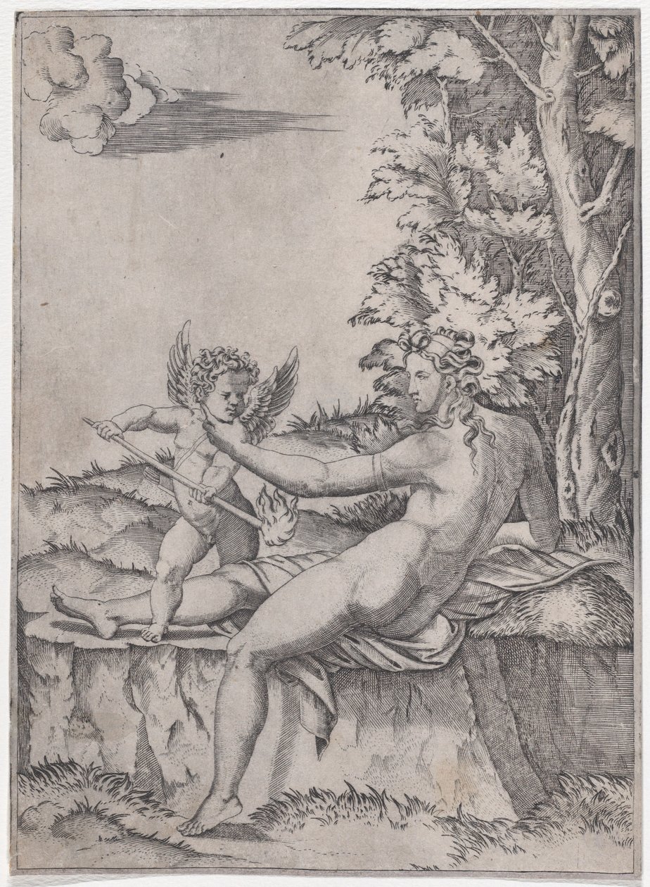 Venere e Eros, ca. 1514-36 da Agostino Veneziano