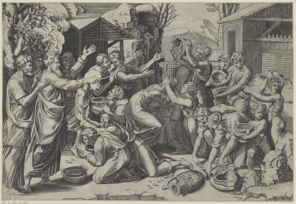 Raccolta della manna da Agostino Veneziano