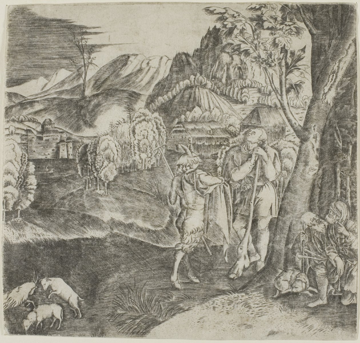 Pastori e satiri in un paesaggio da Agostino dei Musi