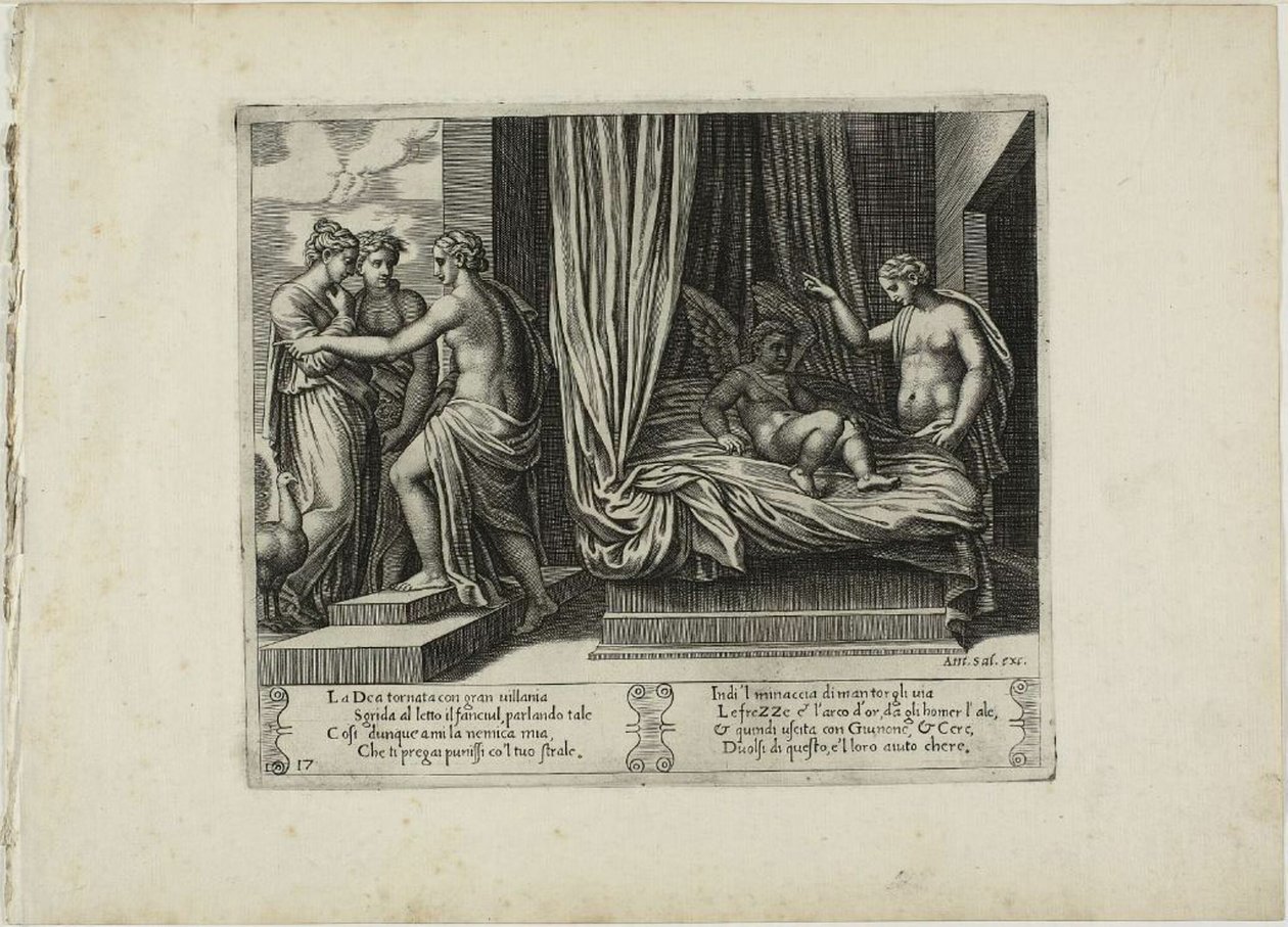 La troppo credula Psiche guarda Cupido da Agostino dei Musi