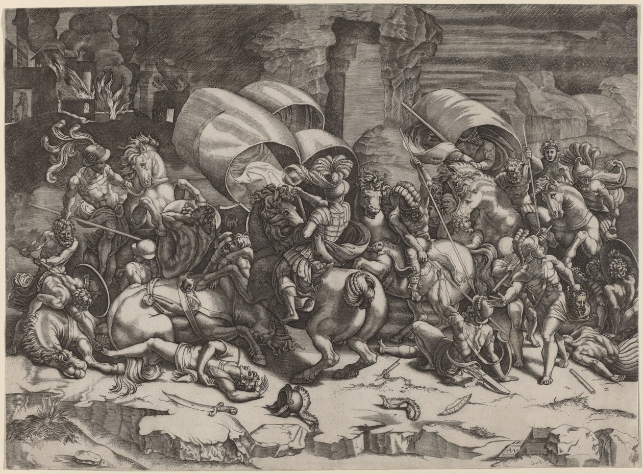 La battaglia con la sciabola da Agostino dei Musi, after Giulio Romano