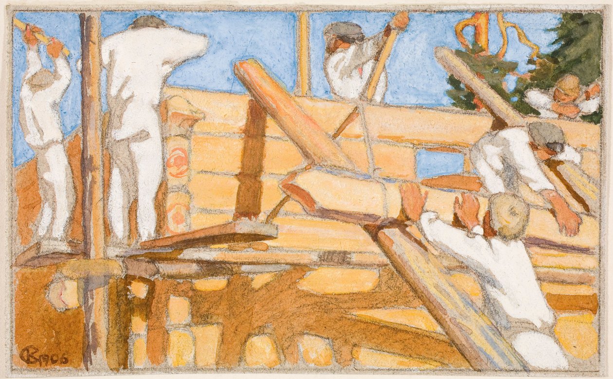 Una casa costruita con tronchi massicci da Akseli Gallen-Kallela
