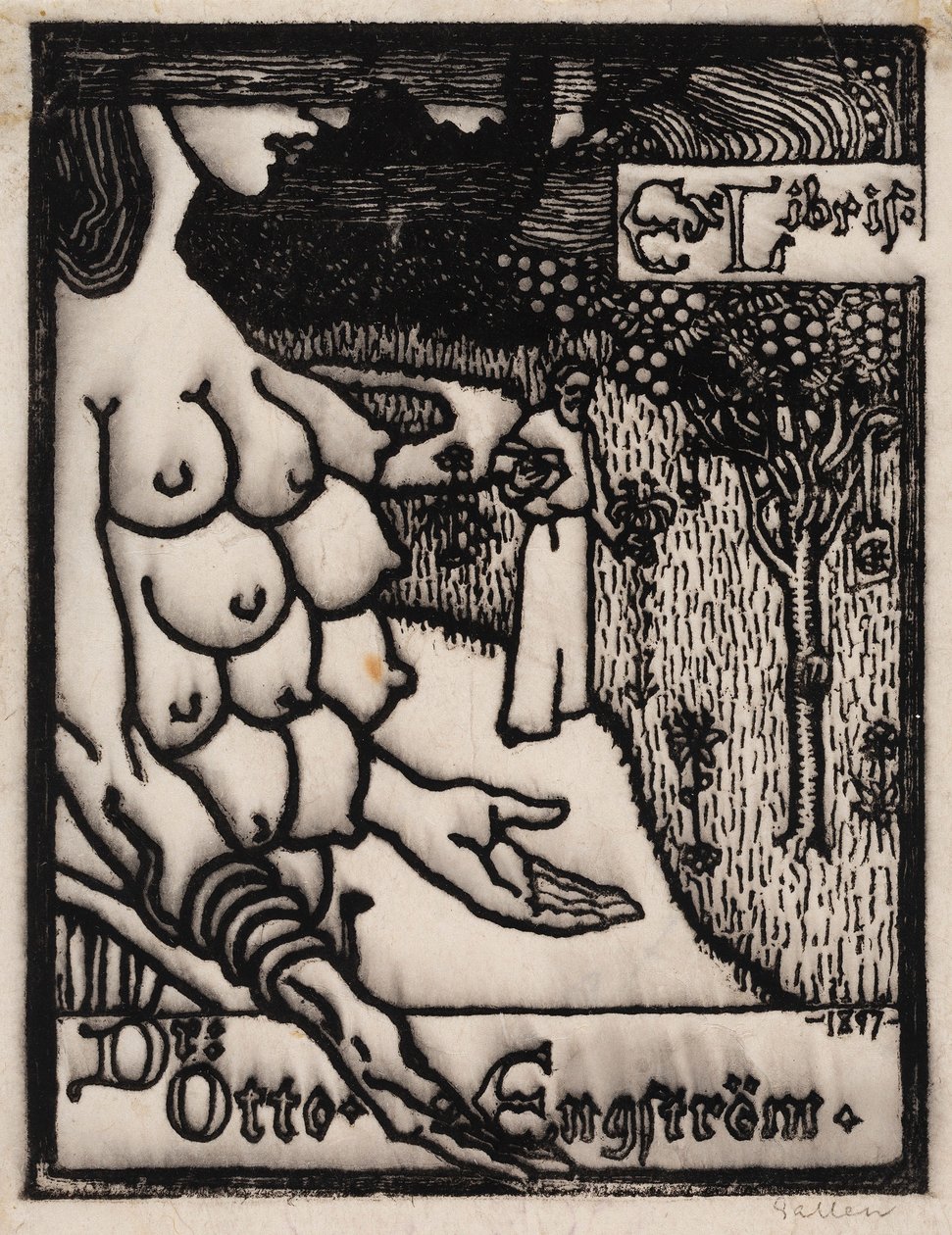 Ex libris per il dott. Otto Engström da Akseli Gallen-Kallela
