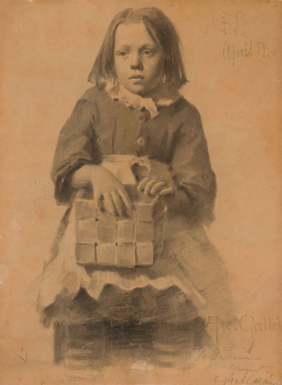 Ragazza con cesto di betulla da Akseli Gallen-Kallela