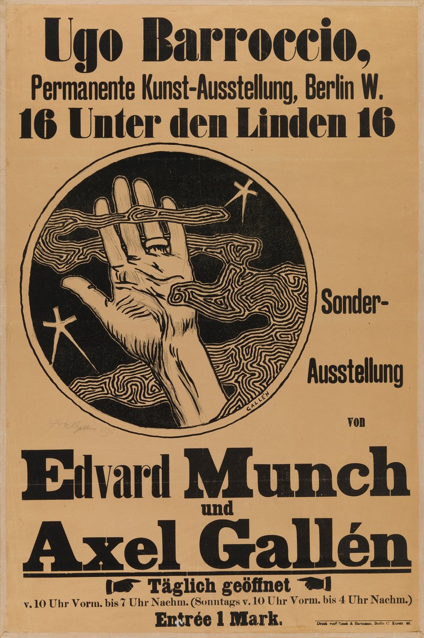 Plakat für Munch & Galléns Ausstellung da Akseli Gallen-Kallela