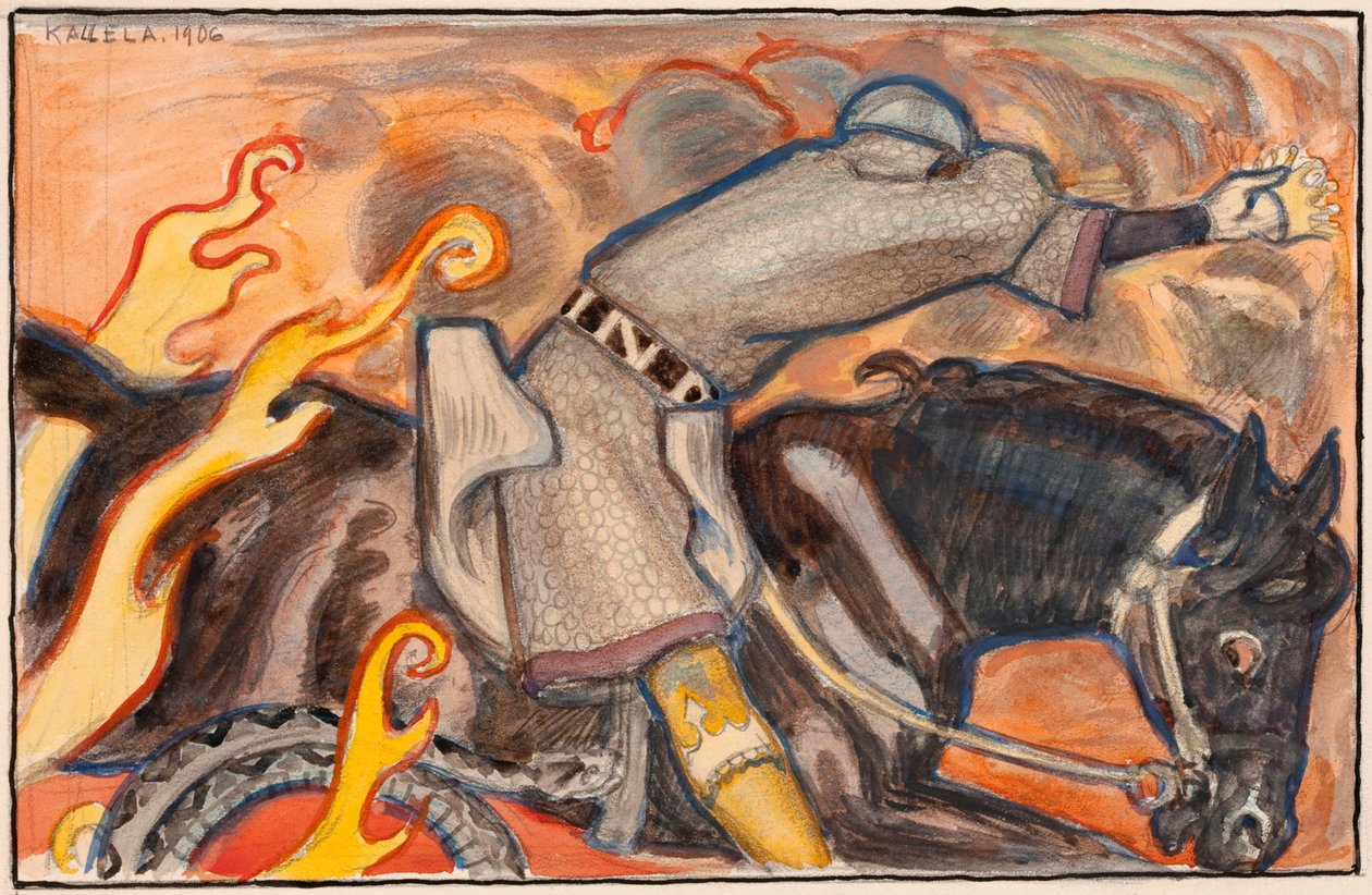 Il cavaliere e il re dei serpenti da Akseli Gallen-Kallela
