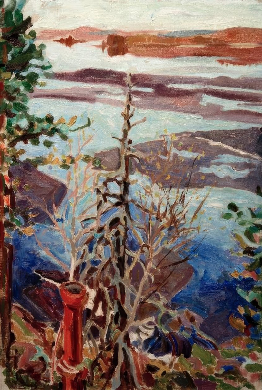 Ghiaccio primaverile, vista dal tetto a Kalela da Akseli Valdemar Gallen Kallela