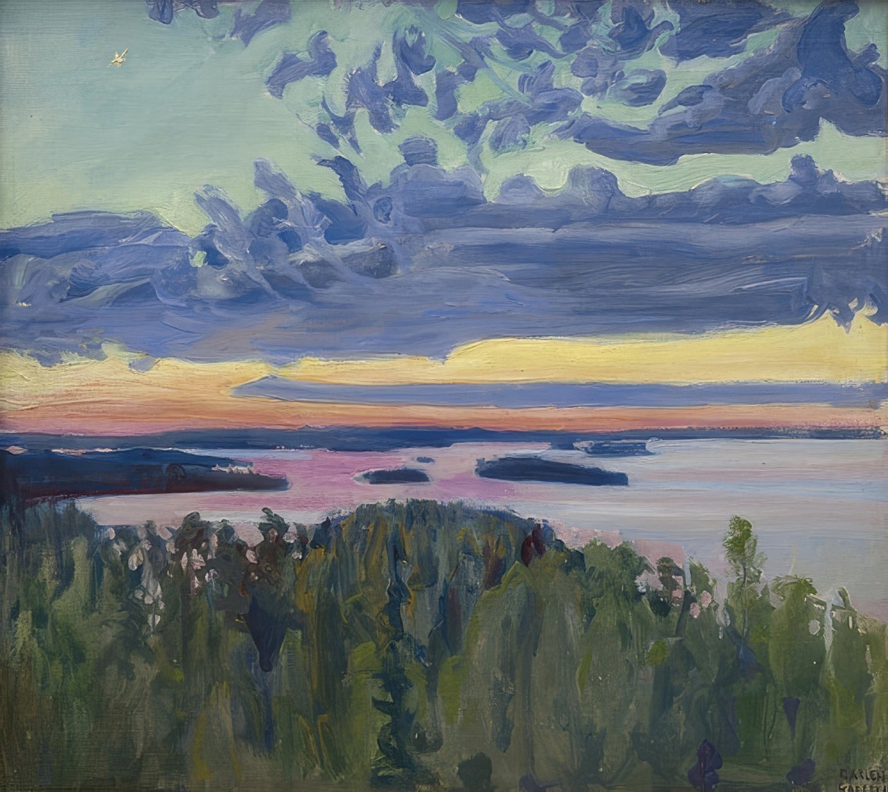 Tramonto sul lago da Akseli Valdemar Gallen Kallela