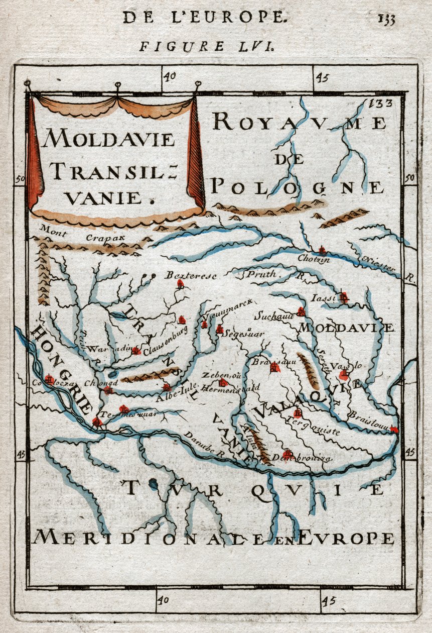Mappa della Romania 1683 da Alain Manesson Mallet
