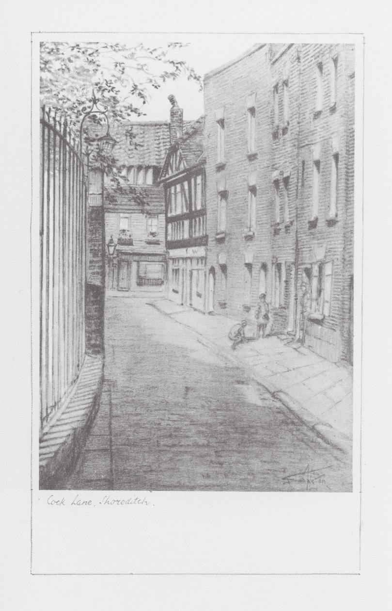 Corsie di Londra: Cock Lane, Shoreditch (litografia) da Alan Stapleton