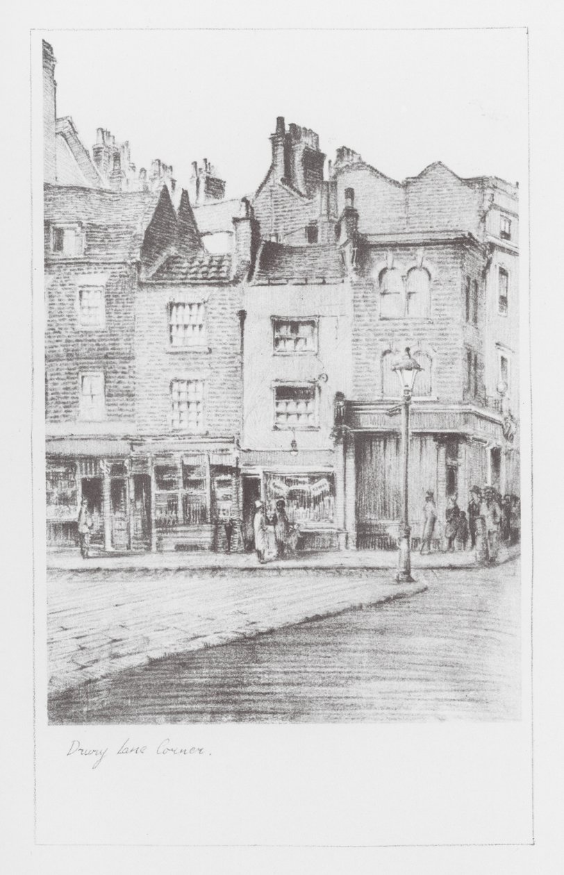 Corsie di Londra: Angolo di Drury Lane (litografia) da Alan Stapleton