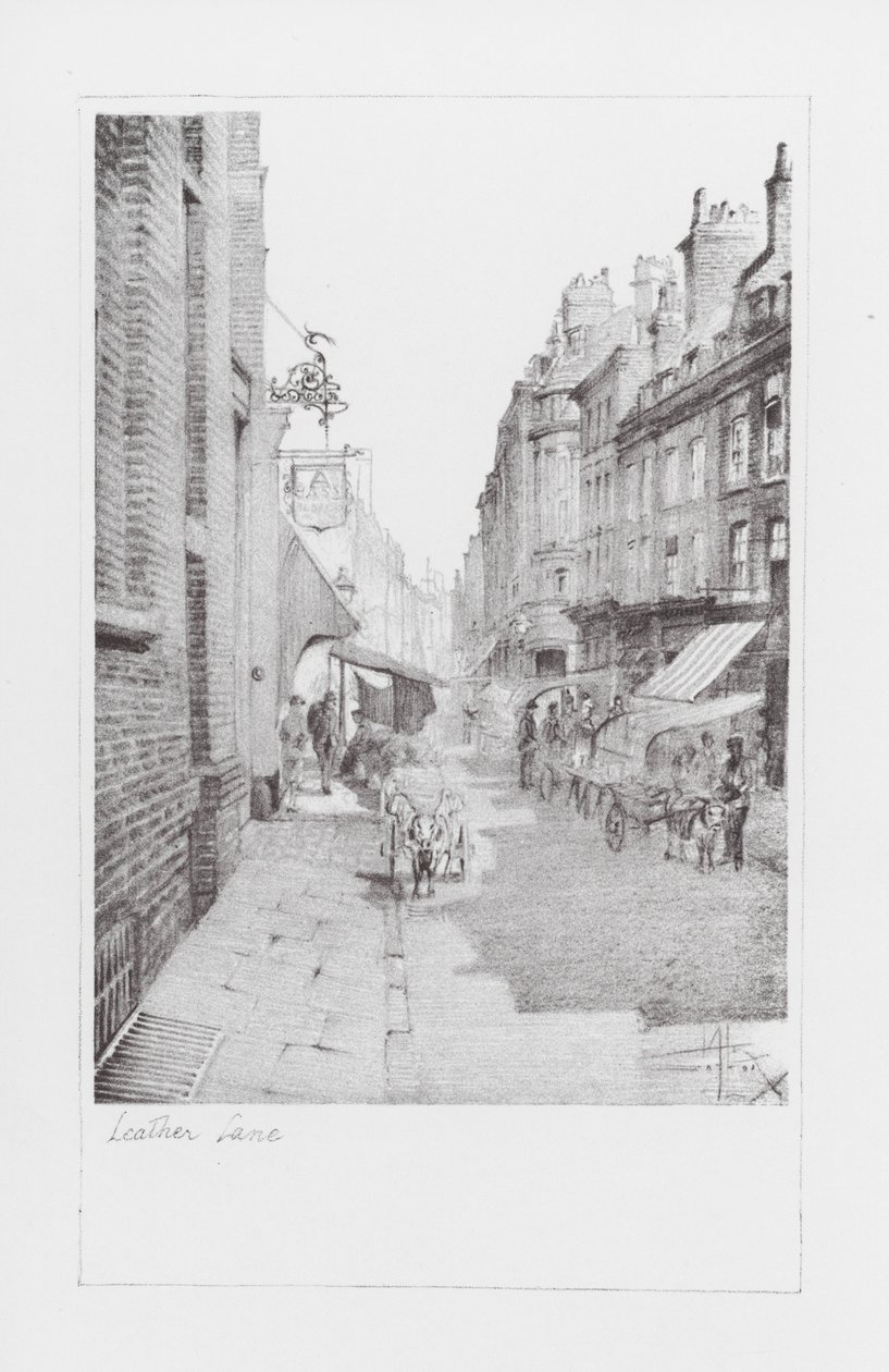 Corsie di Londra: Leather Lane (litografia) da Alan Stapleton