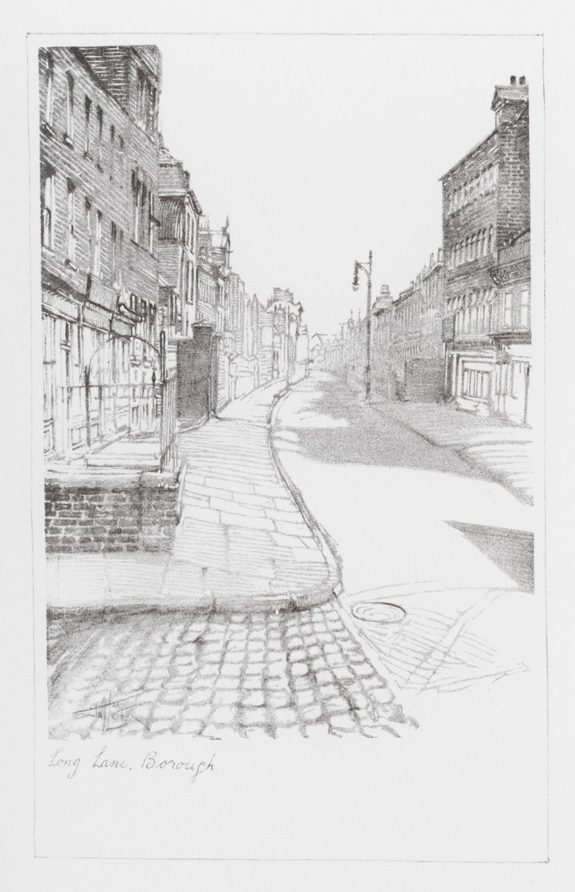 Corsie di Londra: Long Lane, Borough (litografia) da Alan Stapleton