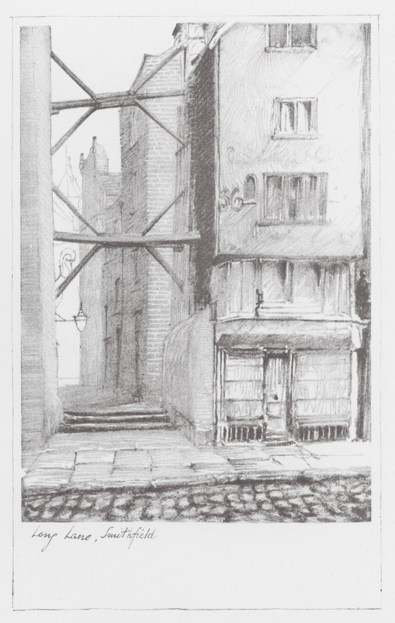 Corsie di Londra: Long Lane, Smithfield (litografia) da Alan Stapleton